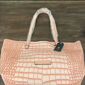 De Vesi Elegant Blush Croc-Embossed Tote